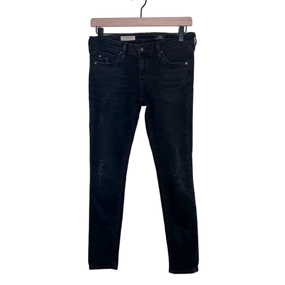 AG ADRRIANO GOLDSCHMIED black skinny distressed jeans 25